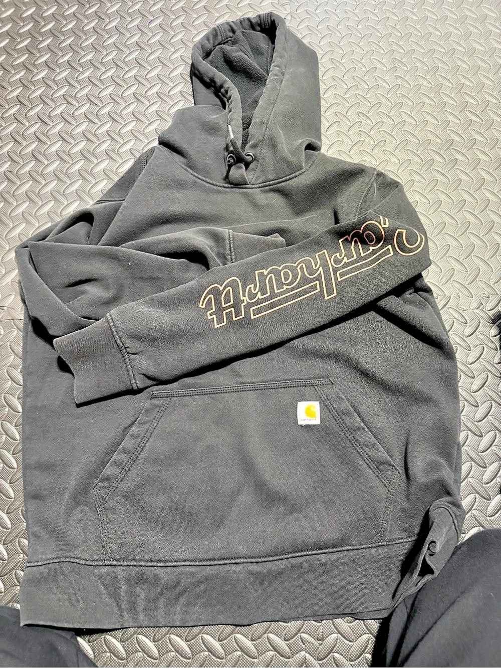 Carhartt Rain Defender Relaxed Fit Sleeve Logo Hoodie Black Large